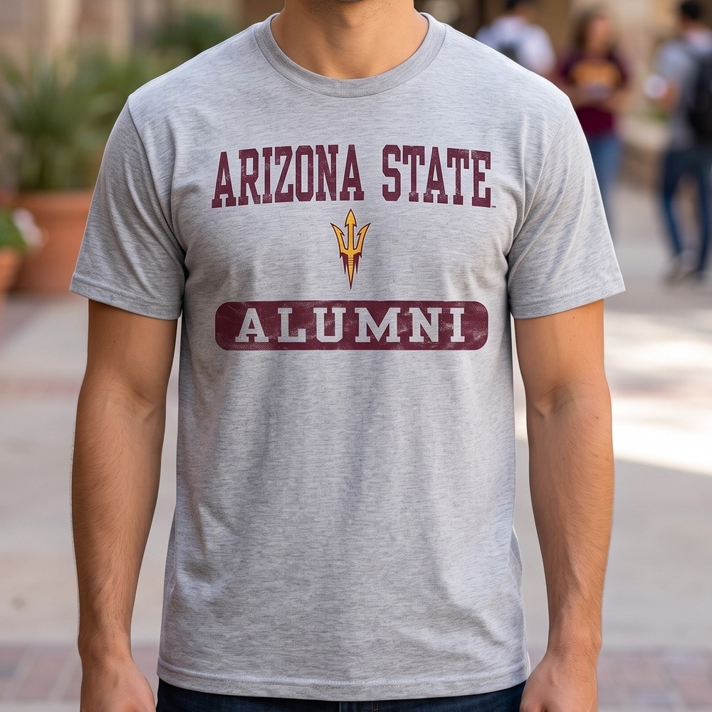 Arizona State University Alumni T-Shirt Grey Port & Company Sparky Logo L